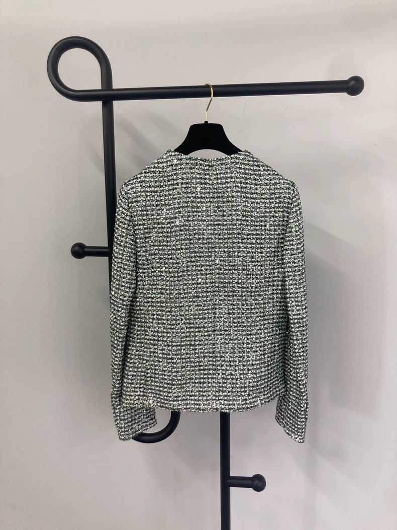 Chanel Chanel 23P Green Silver Sequin Jacket - dmc Size US M / EU 48-50 / 2 - 2 Thumbnail