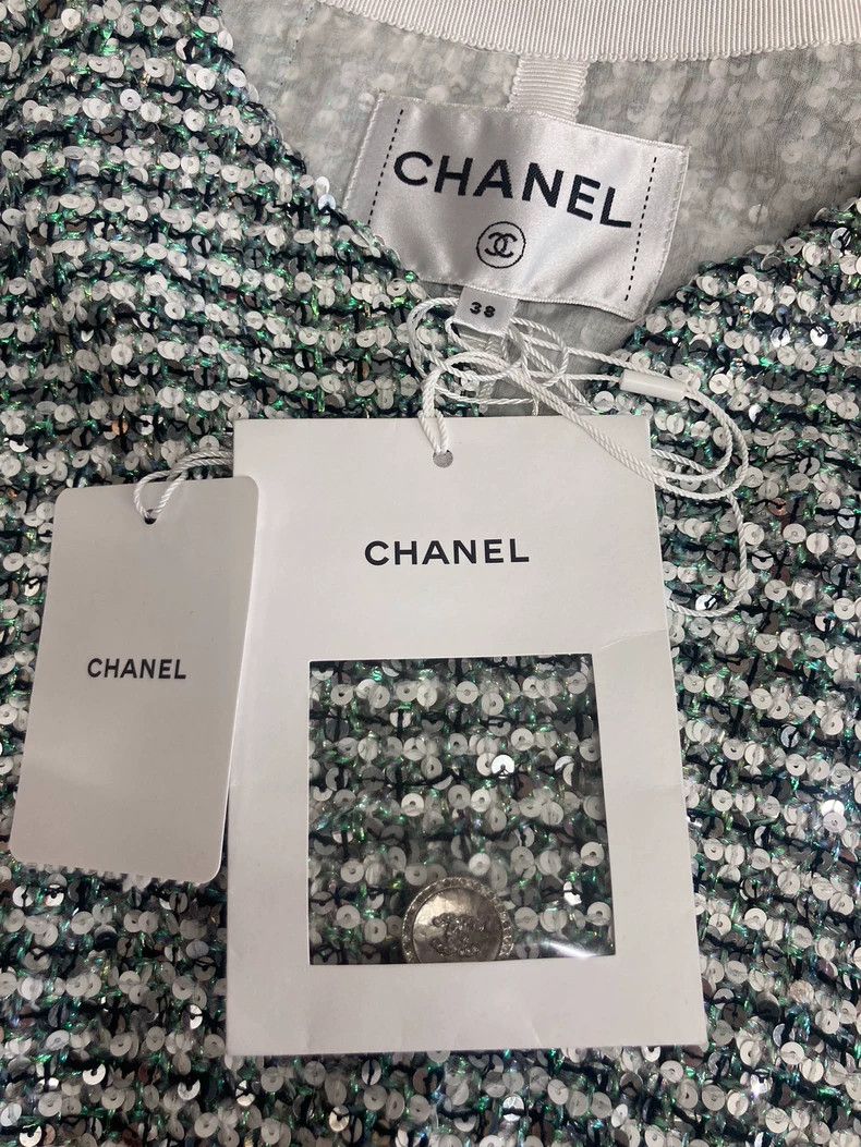 Chanel Chanel 23P Green Silver Sequin Jacket - dmc Size US M / EU 48-50 / 2 - 4 Thumbnail