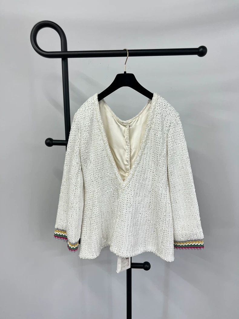 Chanel Chanel 22S White Sequin Back V Jacket - dmc Size US L / EU 52-54 / 3 - 2 Thumbnail