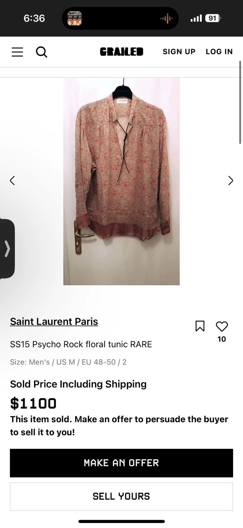 Saint Laurent Paris Saint Laurent 15SS Floral Print Shirt - dmc Size US M / EU 48-50 / 2 - 8 Thumbnail