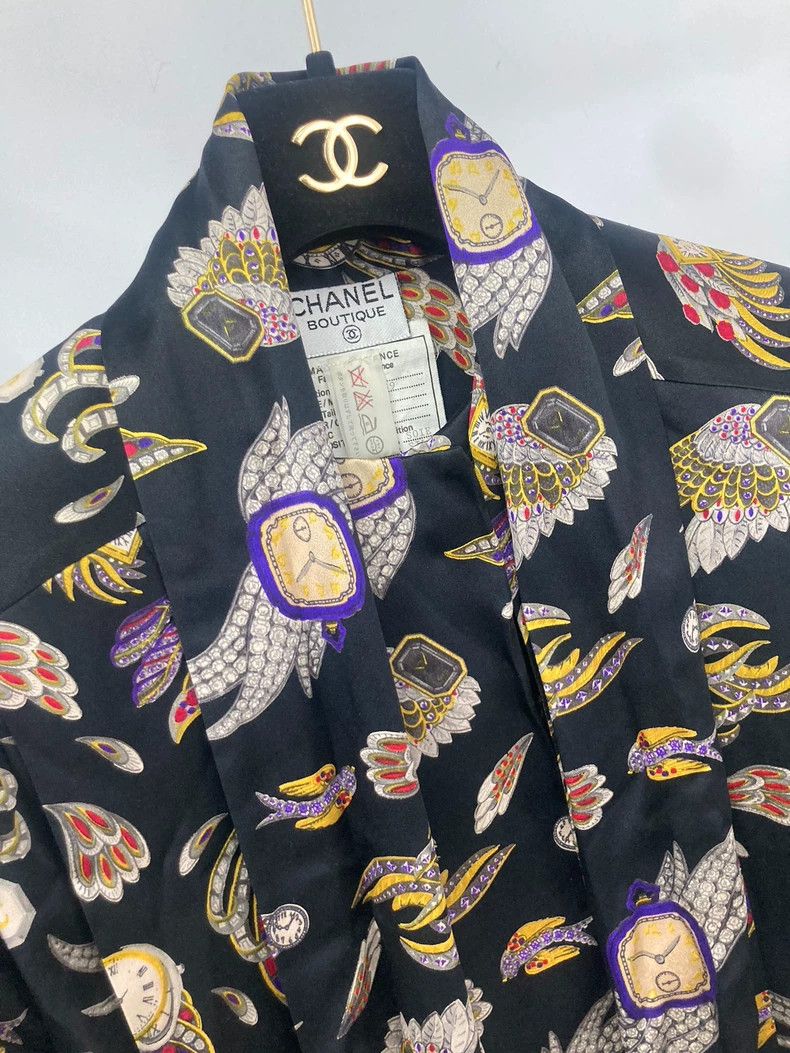 Chanel Chanel Vintage Black Silk Printed Shirt - dmc Size US M / EU 48-50 / 2 - 3 Thumbnail