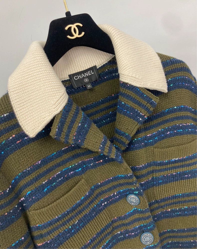 Chanel Chanel Station Series Sequin Stripe Cardigan - dmc Size US XS / EU 42 / 0 - 3 Thumbnail