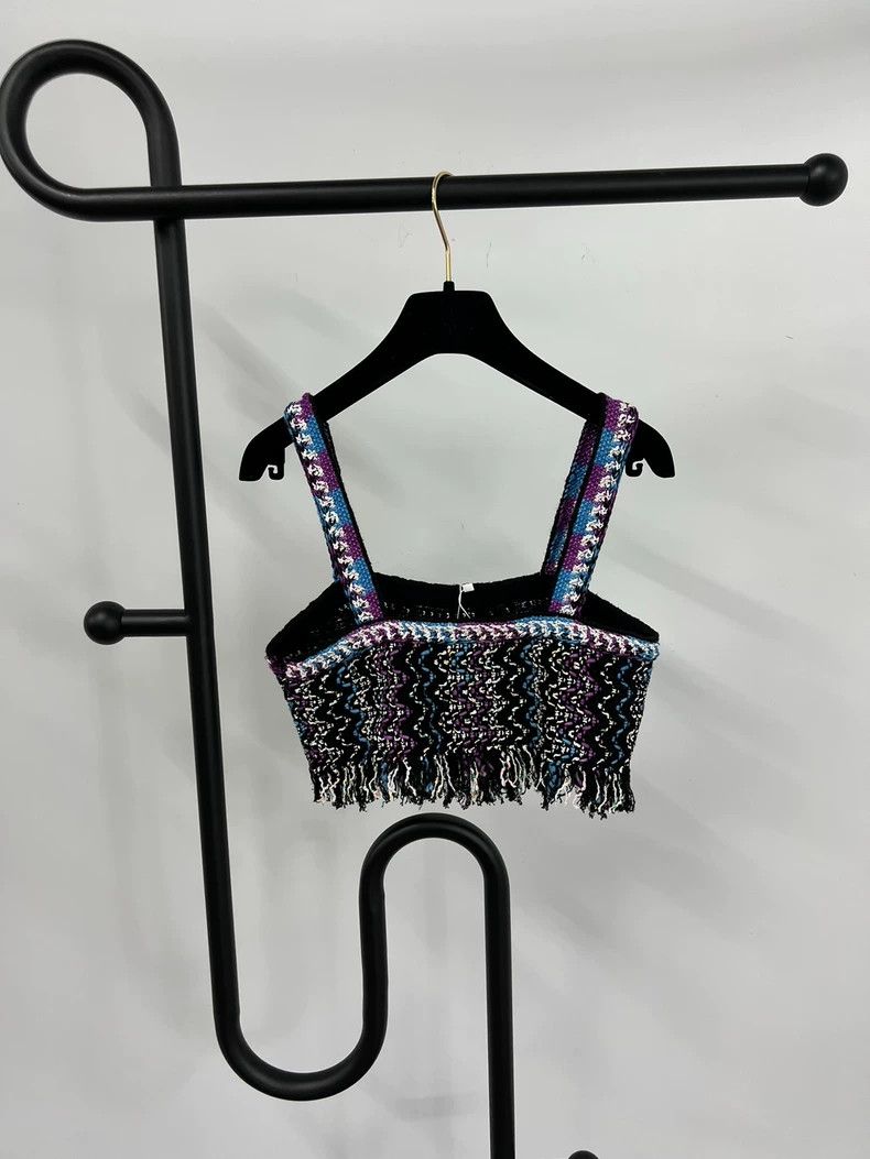 Chanel Chanel Tweed Fringe Strappy Crop Top - dmc Size US M / EU 48-50 / 2 - 2 Thumbnail