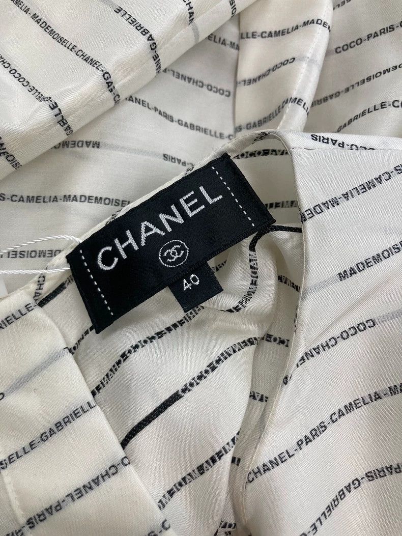 Chanel Chanel White Silk Letter Long Sleeve Top - dmc Size US L / EU 52-54 / 3 - 4 Thumbnail