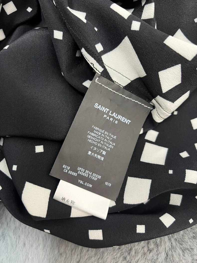 Saint Laurent Paris Saint Laurent Silk Black White Square Shirt - dmc Size US L / EU 52-54 / 3 - 5 Thumbnail