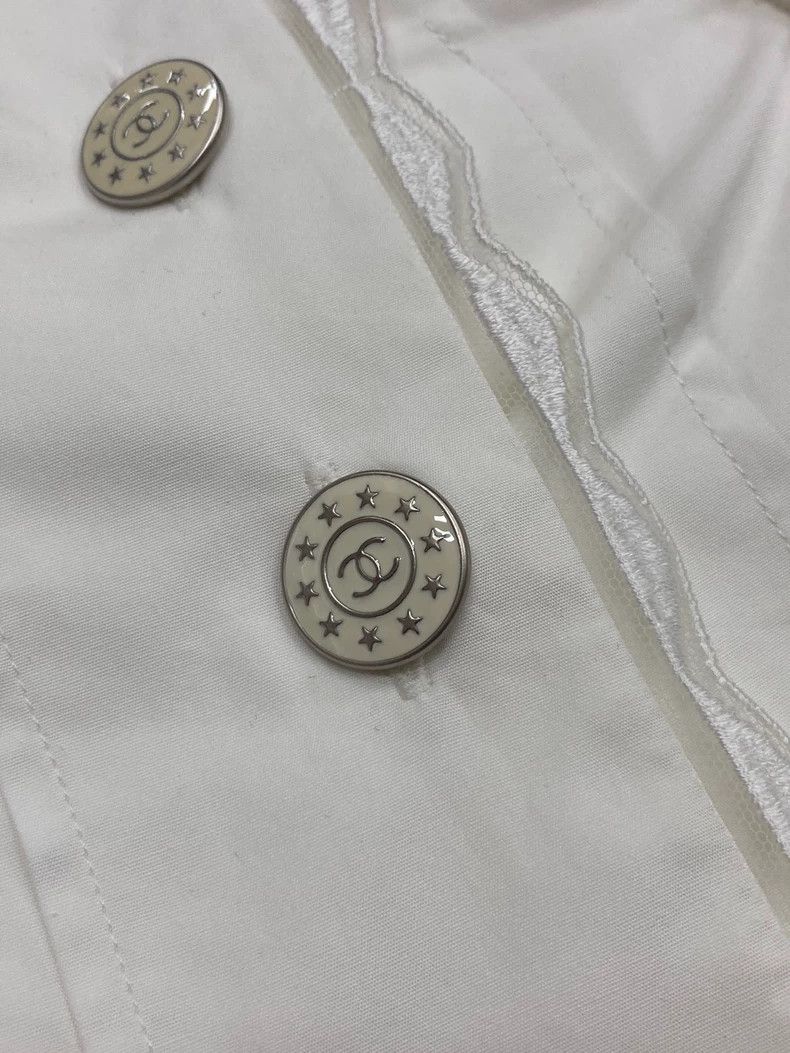 Chanel Chanel White Lace Trim Button Up Shirt - dmc Size US S / EU 44-46 / 1 - 3 Thumbnail