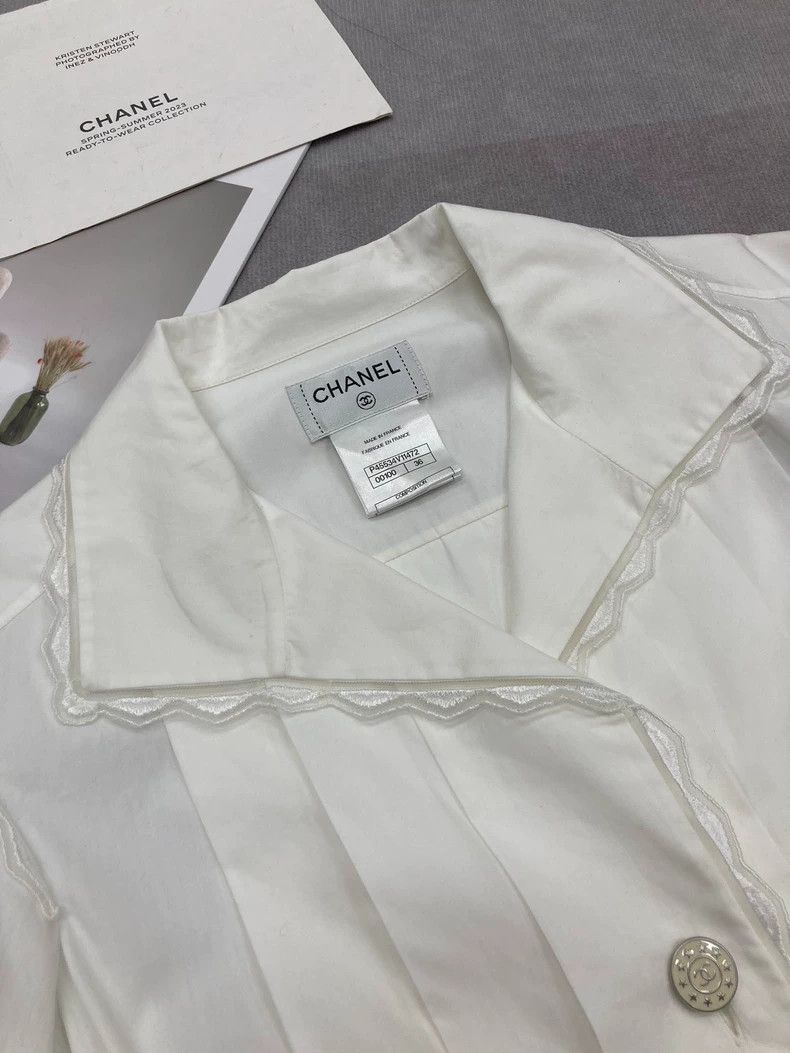 Chanel Chanel White Lace Trim Button Up Shirt - dmc Size US S / EU 44-46 / 1 - 2 Thumbnail