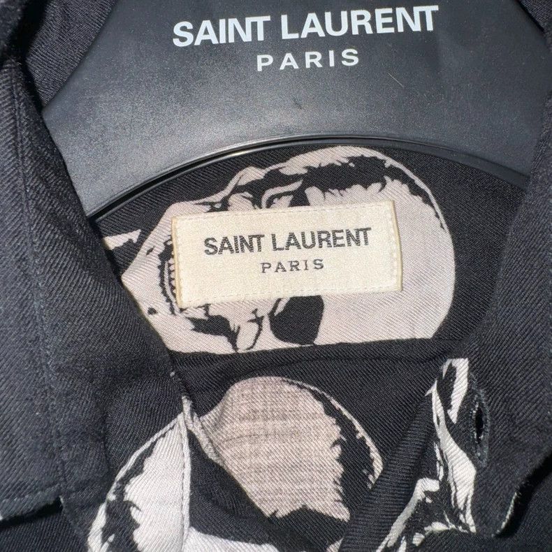 Saint Laurent Paris Saint Laurent Skull Print Silk Shirt - dmc Size US M / EU 48-50 / 2 - 4 Thumbnail