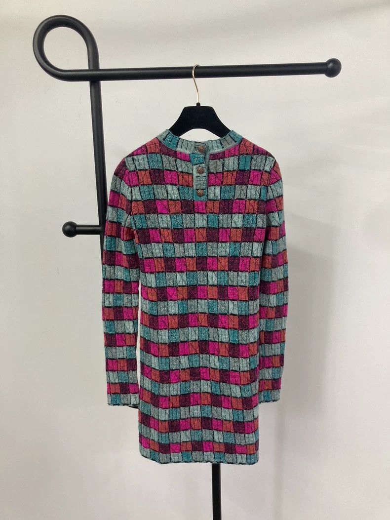 Chanel Chanel Multi-Color Check Knit Dress - dmc Size US XS / EU 42 / 0 - 2 Thumbnail