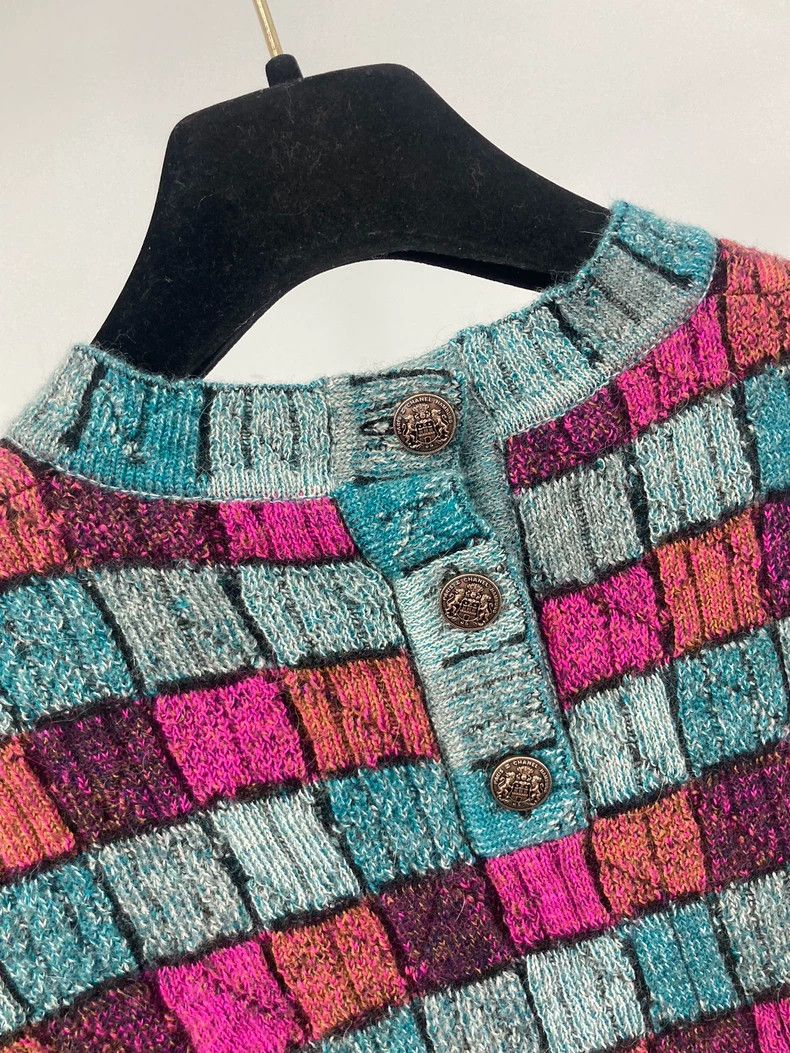 Chanel Chanel Multi-Color Check Knit Dress - dmc Size US XS / EU 42 / 0 - 3 Thumbnail