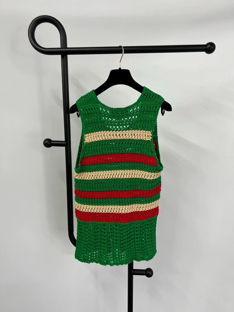 Gucci Gucci Green Red Knit Sleeveless Vest - dmc Size US XS / EU 42 / 0 - 2 Thumbnail