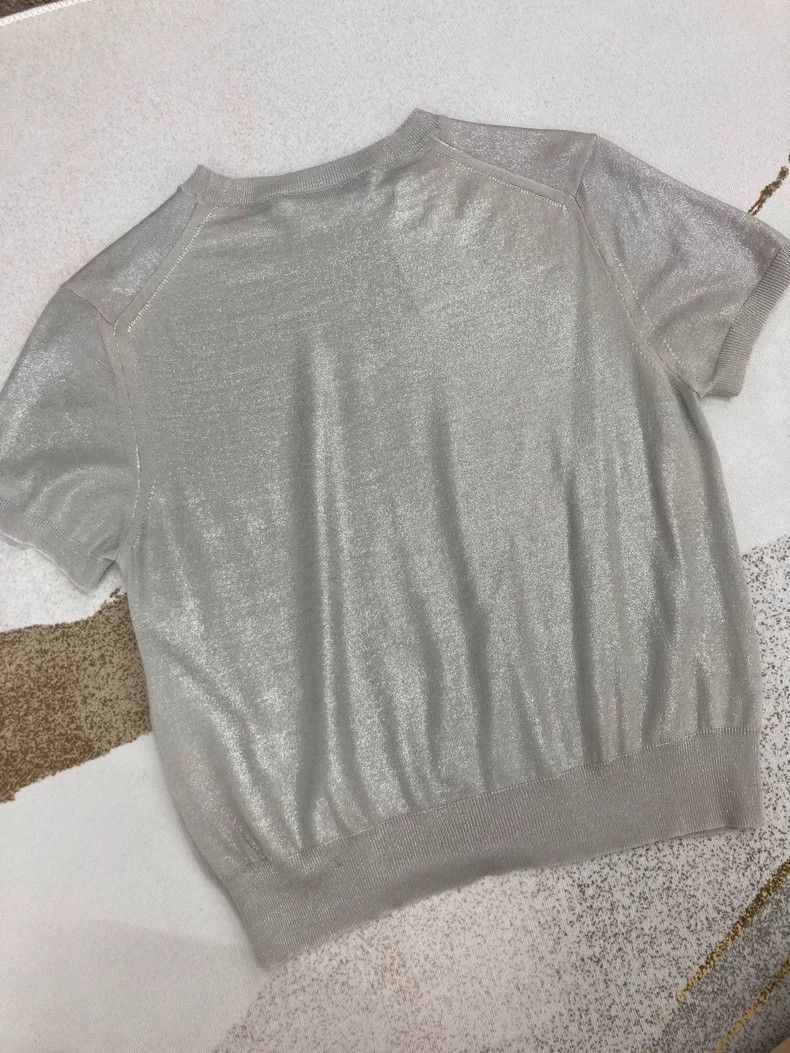 Dior Dior Silver Gray Short Sleeve Knit Top - dmc Size US S / EU 44-46 / 1 - 4 Thumbnail