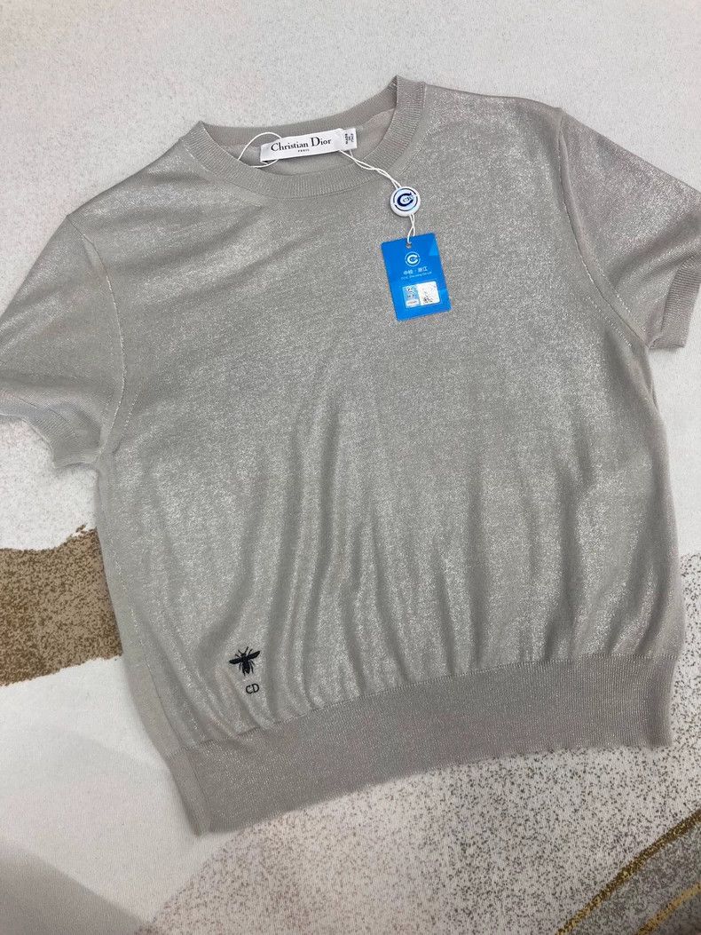Dior Dior Silver Gray Short Sleeve Knit Top - dmc Size US S / EU 44-46 / 1 - 2 Thumbnail