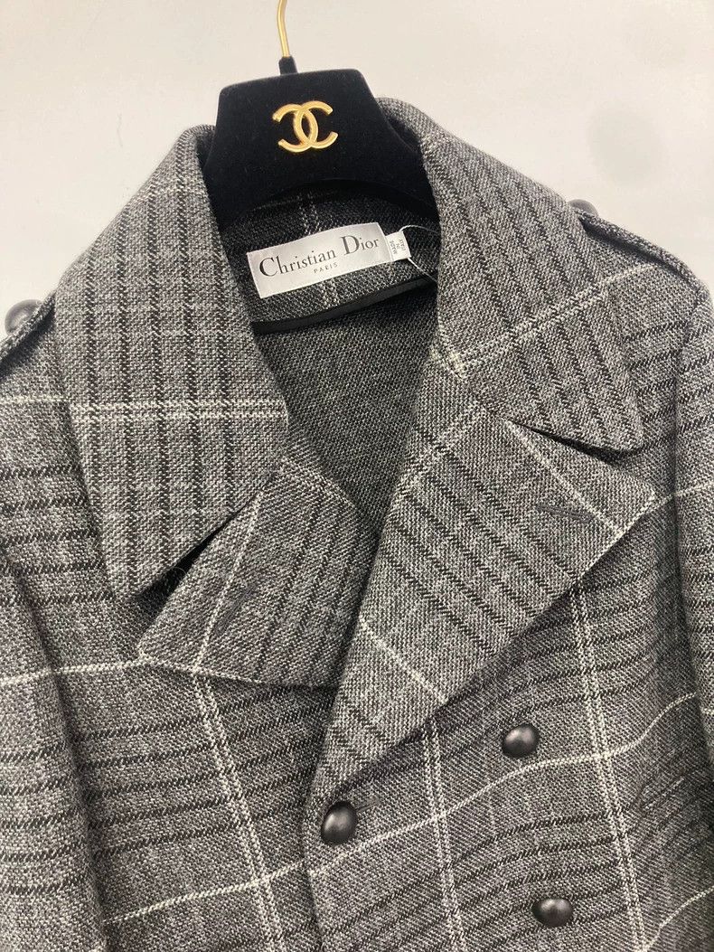 Dior Dior Gray Plaid Wool Double-Breasted Coat - dmc Size US M / EU 48-50 / 2 - 3 Thumbnail