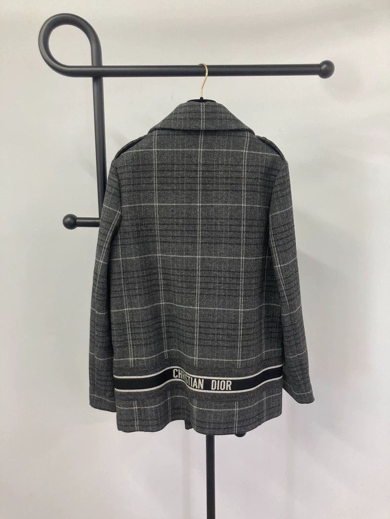 Dior Dior Gray Plaid Wool Double-Breasted Coat - dmc Size US M / EU 48-50 / 2 - 2 Thumbnail
