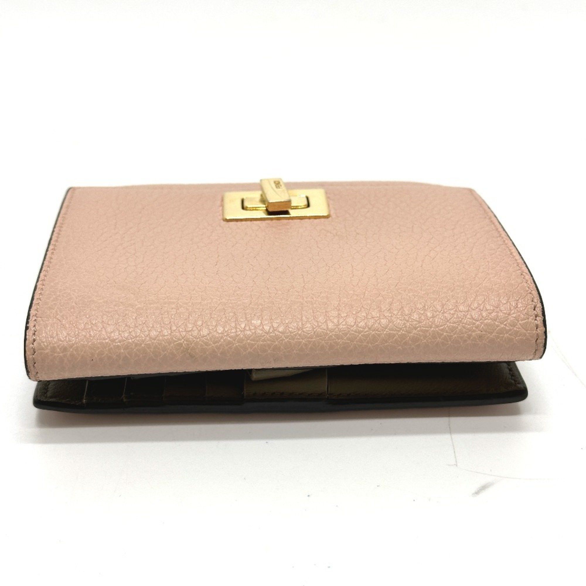Fendi FENDI 8M0438 Peekaboo Bifold Wallet, Leather, Women's, Pink Size ONE SIZE - 5 Thumbnail