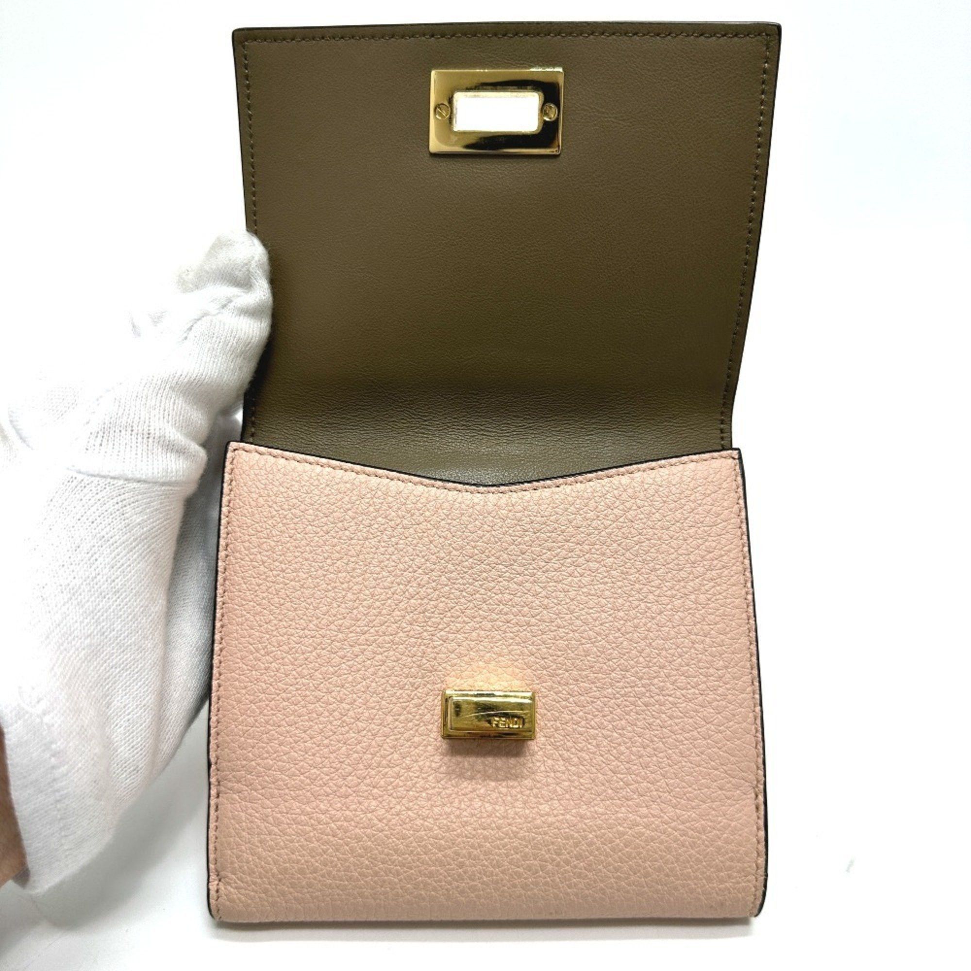 Fendi FENDI 8M0438 Peekaboo Bifold Wallet, Leather, Women's, Pink Size ONE SIZE - 8 Thumbnail