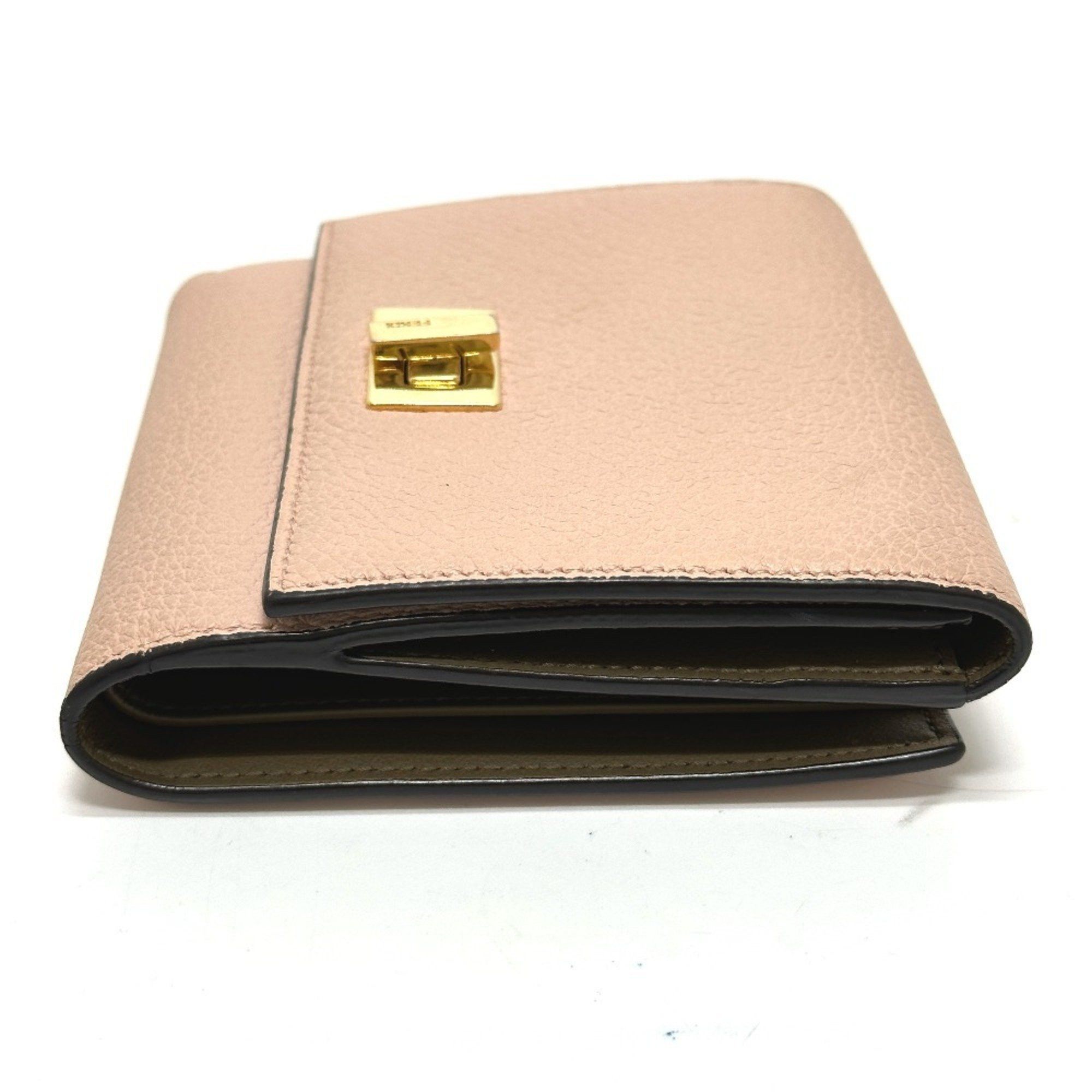 Fendi FENDI 8M0438 Peekaboo Bifold Wallet, Leather, Women's, Pink Size ONE SIZE - 6 Thumbnail