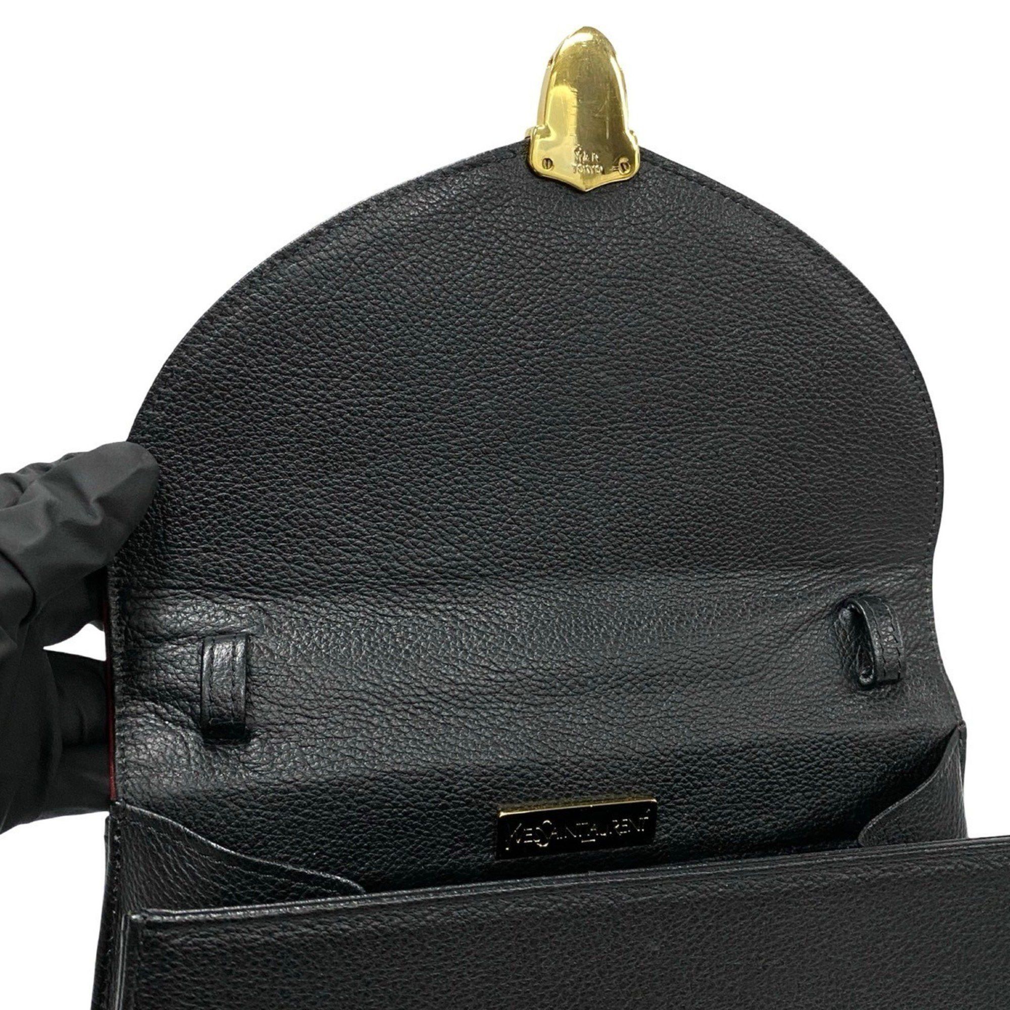 Yves Saint Laurent Yves Saint Laurent YSL Cutout Perforated Leather 2-Way Handbag/Shoulder Bag, Black, 44124 Size ONE SIZE - 8 Thumbnail
