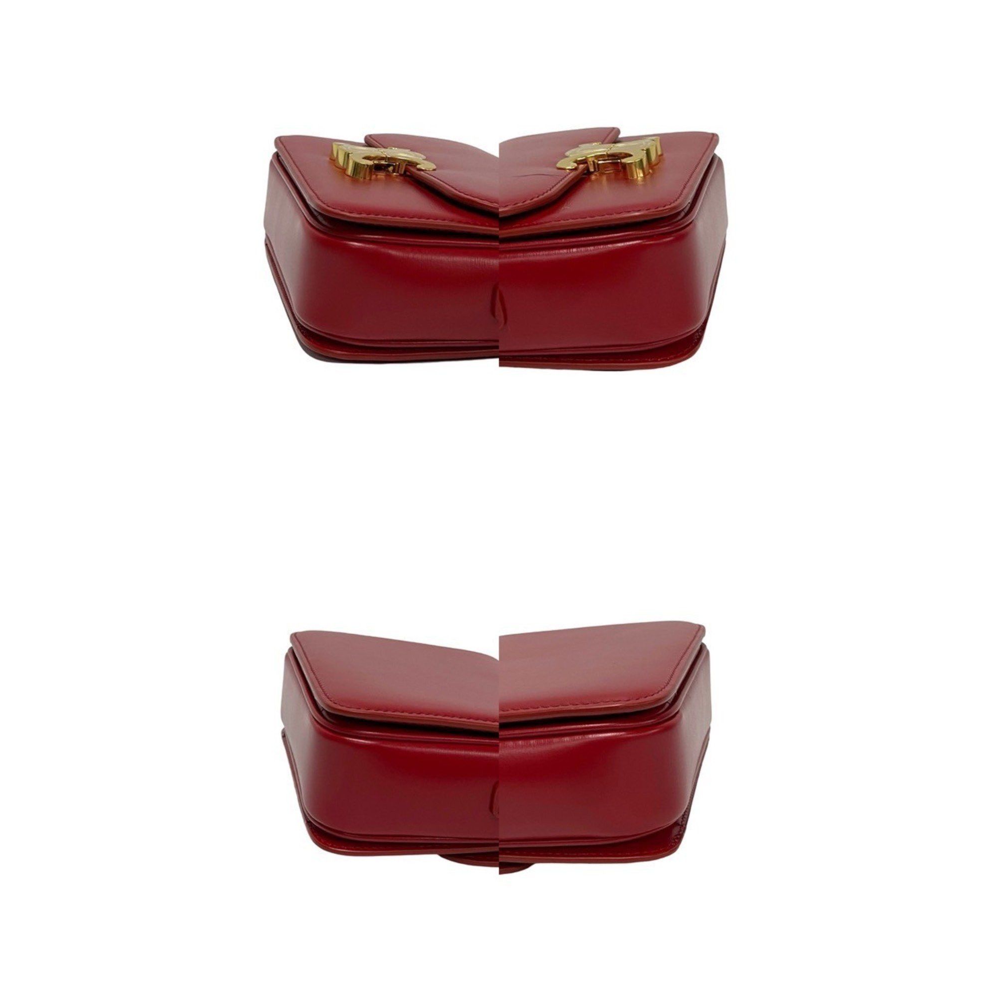 Celine Unused, stored Celine Teen Triomphe logo hardware leather mini shoulder bag/pouch in red (23190) Size ONE SIZE - 7 Thumbnail