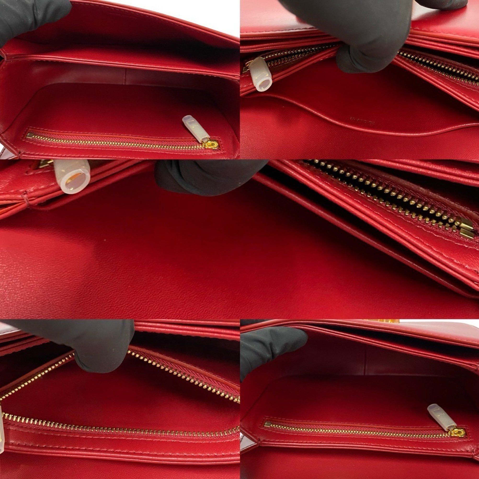 Celine Unused, stored Celine Teen Triomphe logo hardware leather mini shoulder bag/pouch in red (23190) Size ONE SIZE - 8 Thumbnail