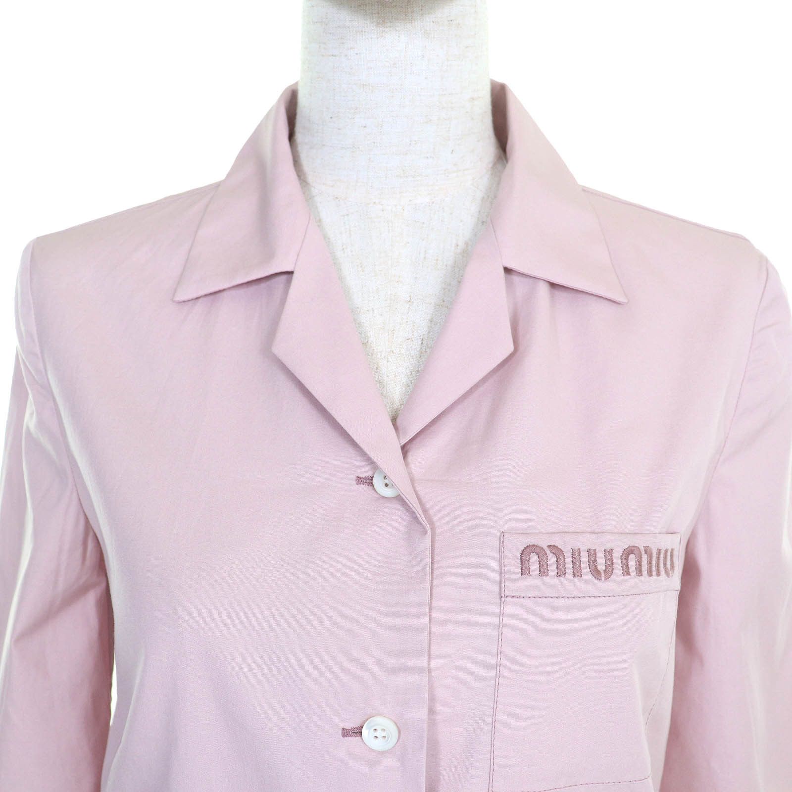 Miu Miu Miu Miu MIUMIU Logo embroidery Cotton Shirt Cotton Tops MK1888 DUTY FREE for USA Size ONE SIZE - 4 Thumbnail