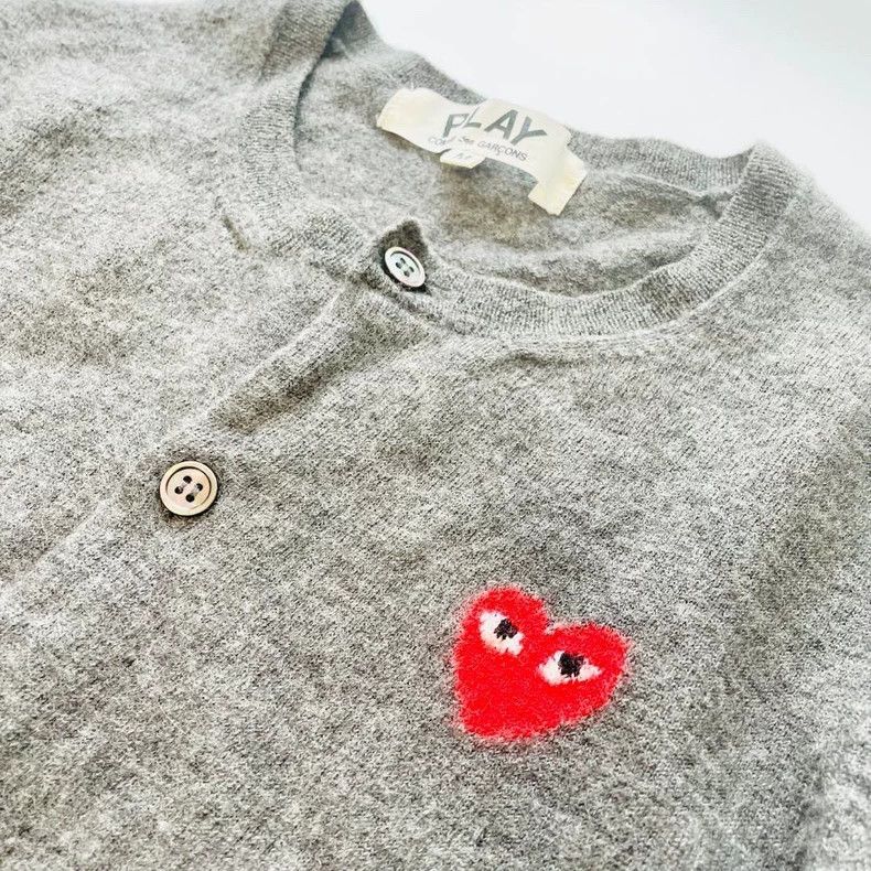 Comme des Garcons PLAY Comme des Garçons Play Gray Wool Cardigan - dmc Size US M / EU 48-50 / 2 - 2 Thumbnail