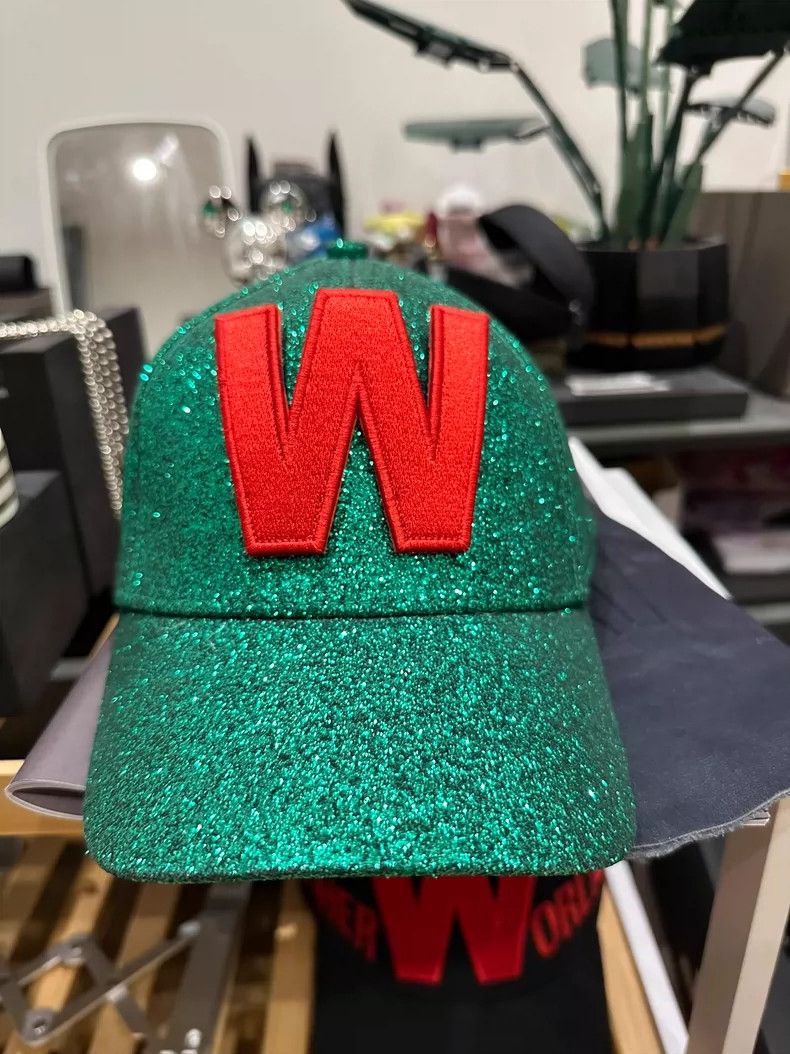Walter Van Beirendonck Walter Van Beirendonck Green Glitter Hat - dmc Size ONE SIZE - 3 Thumbnail