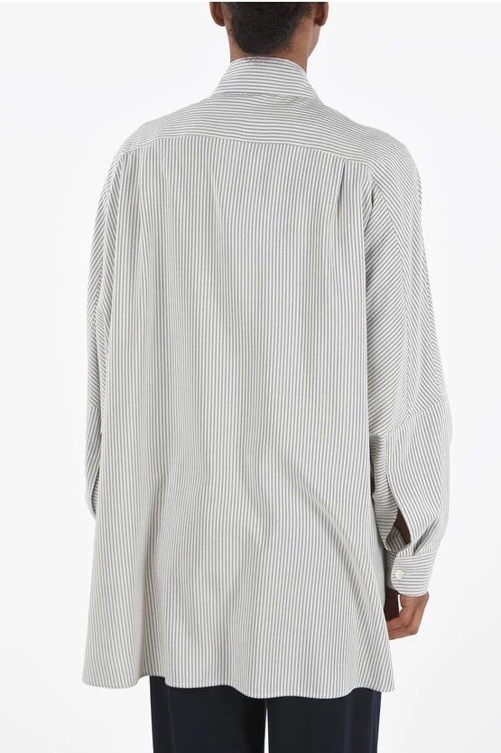 Loewe Loewe Gray White Striped Silk Shirt - dmc Size US M / EU 48-50 / 2 - 2 Thumbnail