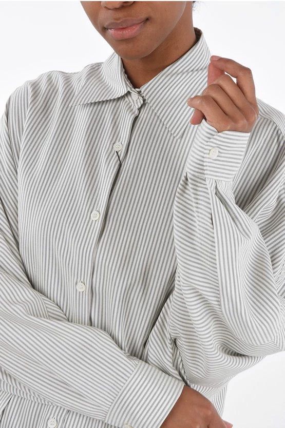 Loewe Loewe Gray White Striped Silk Shirt - dmc Size US M / EU 48-50 / 2 - 3 Thumbnail