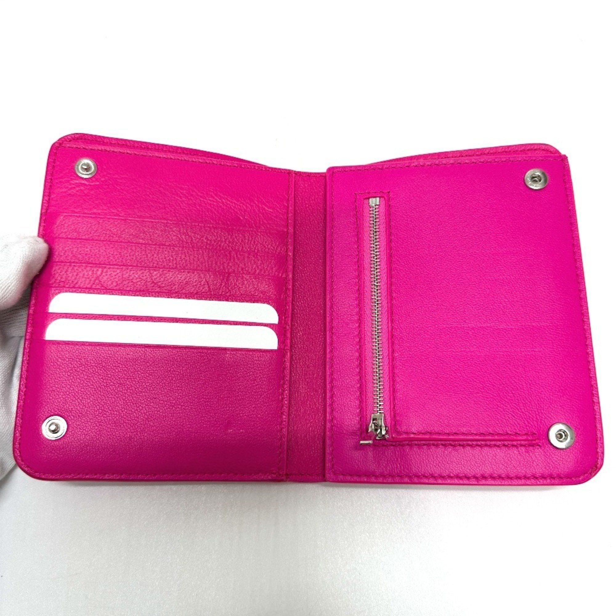 Balenciaga BALENCIAGA Logo Ville Medium Wallet, Bi-fold Leather, Unisex, Pink Size ONE SIZE - 7 Thumbnail