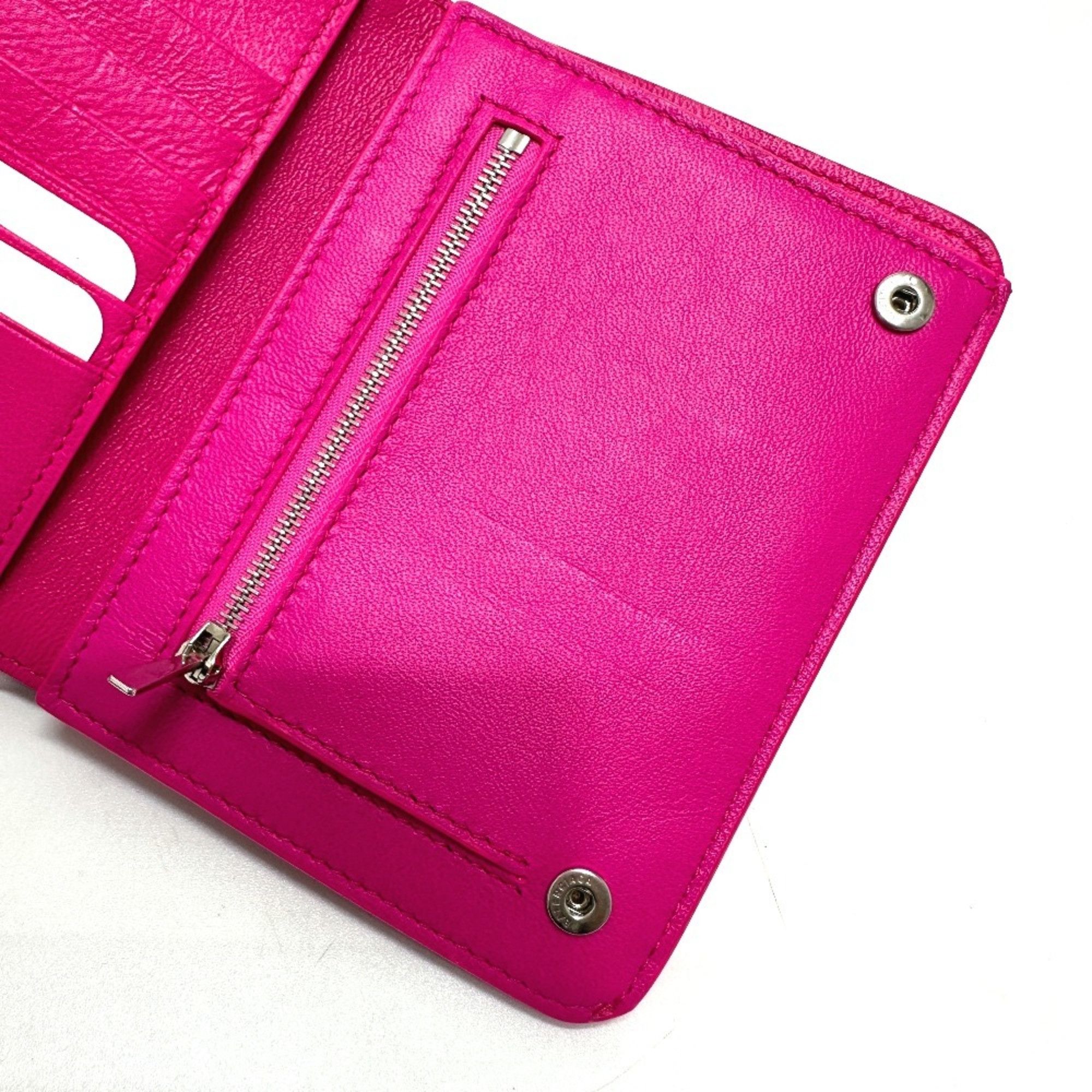 Balenciaga BALENCIAGA Logo Ville Medium Wallet, Bi-fold Leather, Unisex, Pink Size ONE SIZE - 8 Thumbnail