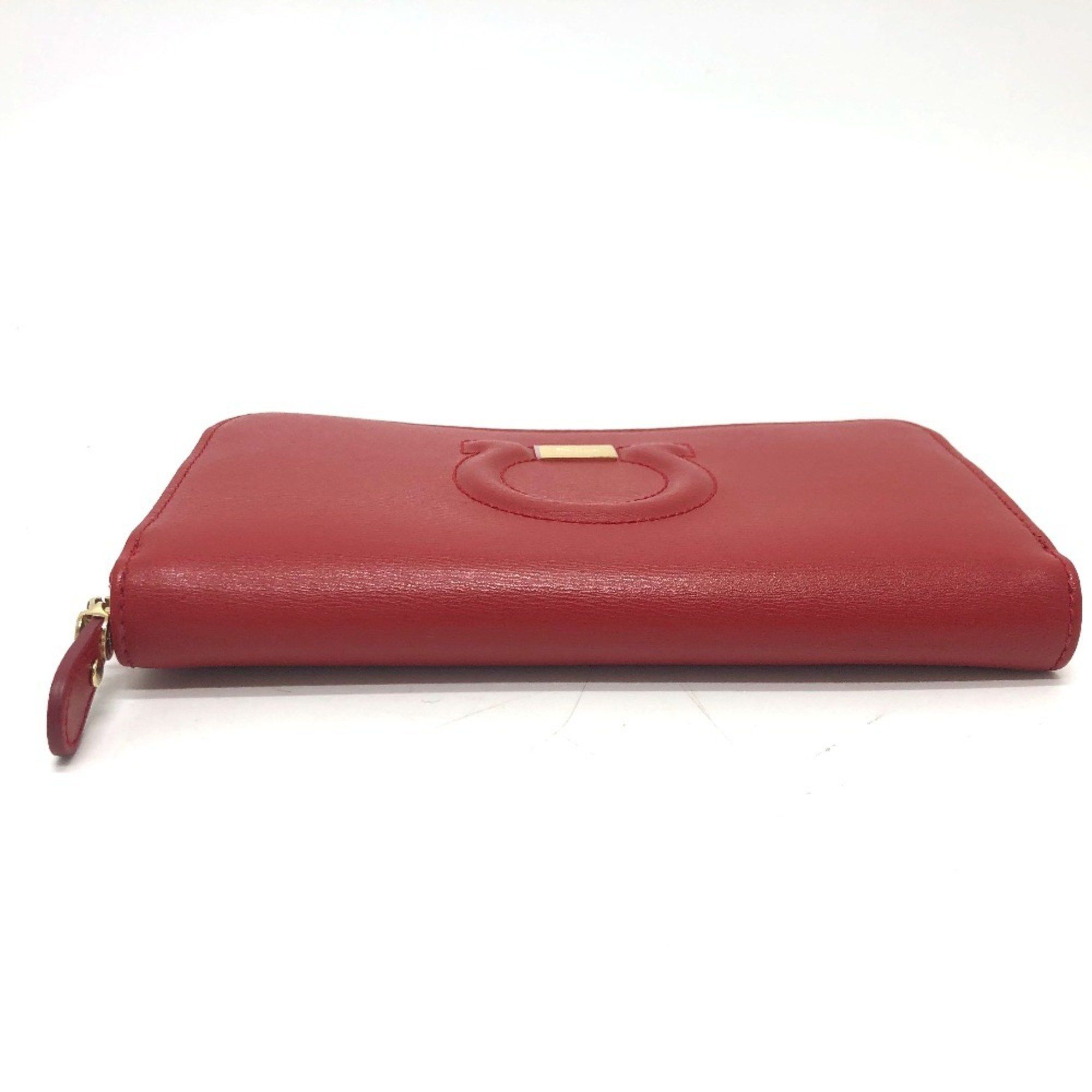 Salvatore Ferragamo Salvatore Ferragamo Gancini round zip wallet, leather, women's, red Size ONE SIZE - 5 Thumbnail