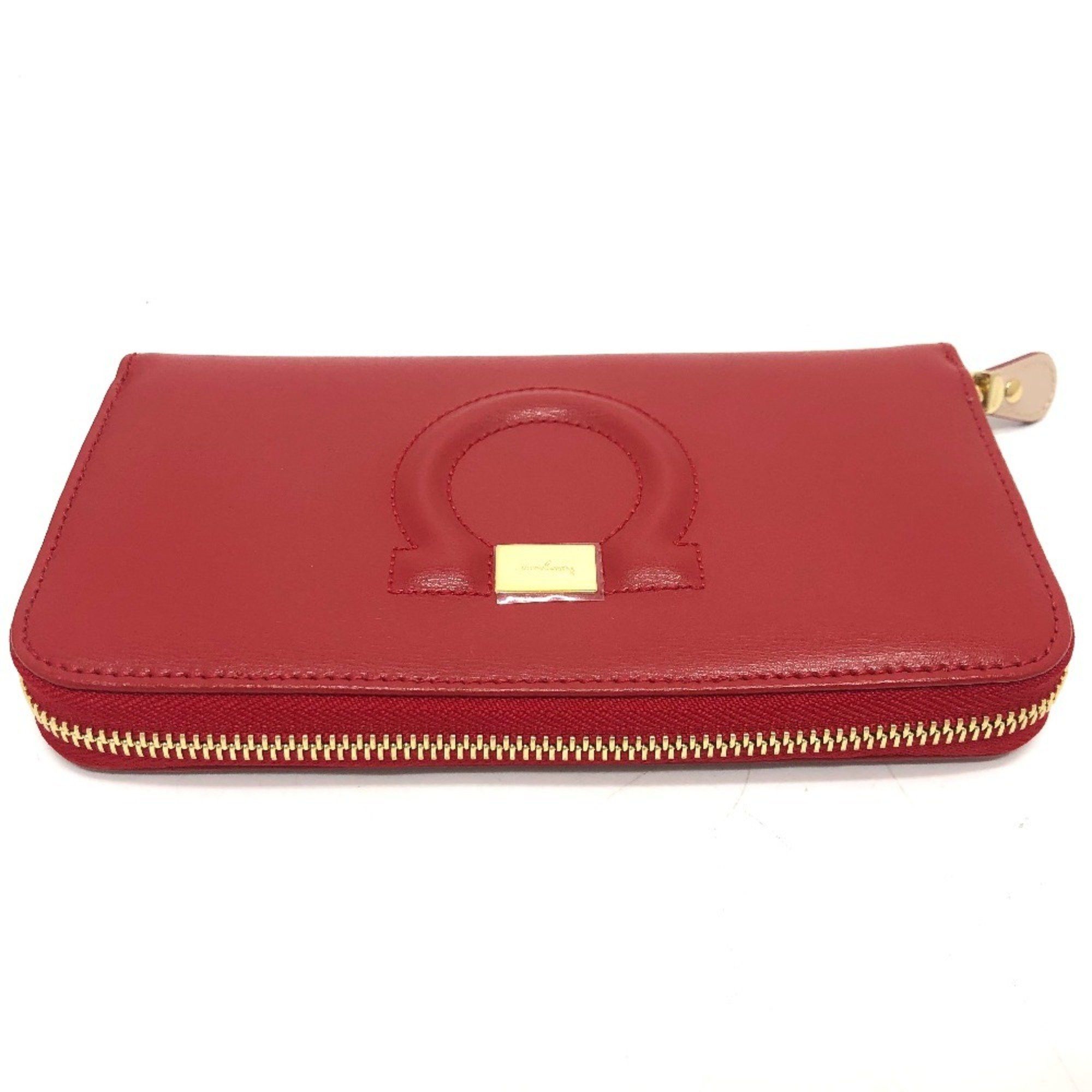 Salvatore Ferragamo Salvatore Ferragamo Gancini round zip wallet, leather, women's, red Size ONE SIZE - 3 Thumbnail
