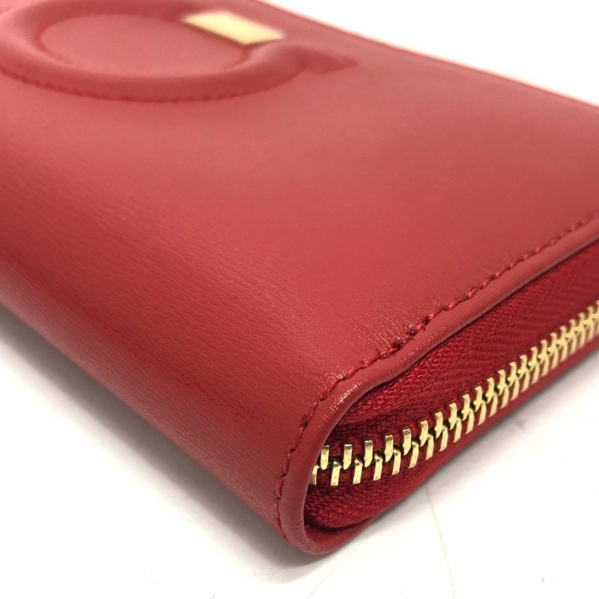 Salvatore Ferragamo Salvatore Ferragamo Gancini round zip wallet, leather, women's, red Size ONE SIZE - 6 Thumbnail