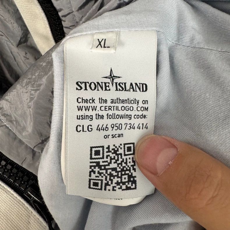 Stone Island Stone Island Silver Nylon Zip Jacket-yf Size US XL / EU 56 / 4 - 7 Thumbnail