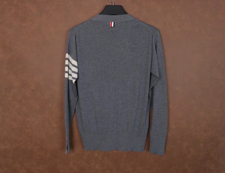 Thom Browne Thom Browne Gray Wool Cardigan with Stripes-yf Size US M / EU 48-50 / 2 - 3 Thumbnail