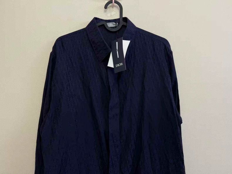 Dior Dior Navy Monogram Silk Long Sleeve Shirt-yf Size US XL / EU 56 / 4 - 2 Thumbnail