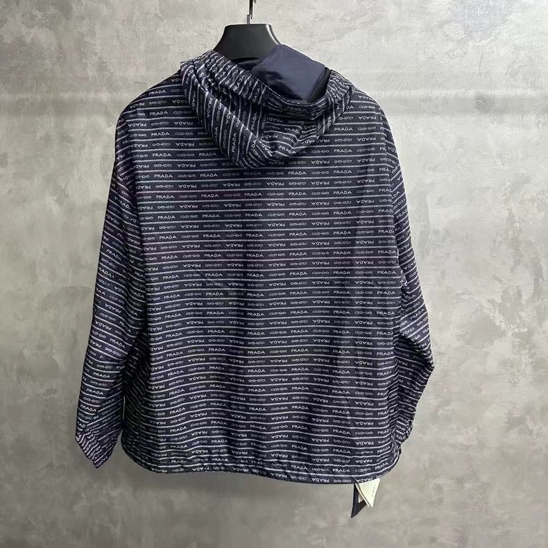 Prada Prada Blue Striped Zip Jacket-yf Size US M / EU 48-50 / 2 - 2 Thumbnail