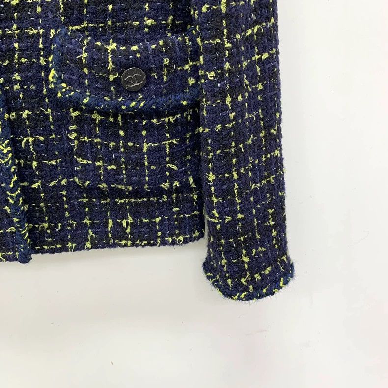 Chanel Chanel Blue Tweed Long Sleeve Jacket-yf Size US XXS / EU 40 - 4 Thumbnail