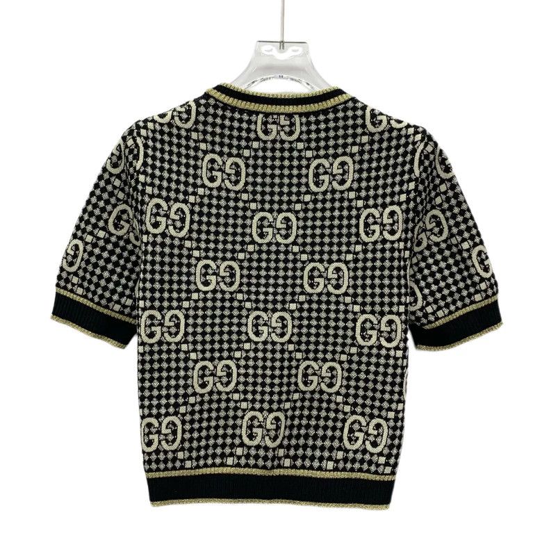 Gucci Gucci Logo Print Wool Short Sleeve Sweater-yf Size US XS / EU 42 / 0 - 2 Thumbnail