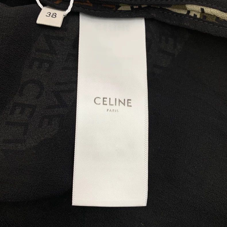 Celine Celine Camo Logo Silk Short-Sleeve Dress-yf Size US 38 / EU 54 - 7 Thumbnail