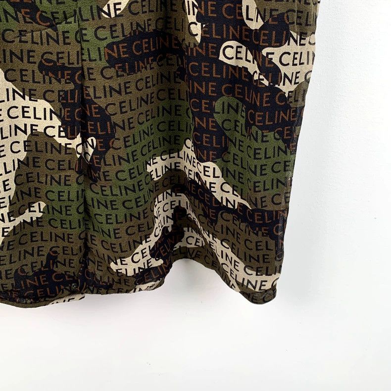 Celine Celine Camo Logo Silk Short-Sleeve Dress-yf Size US 38 / EU 54 - 4 Thumbnail