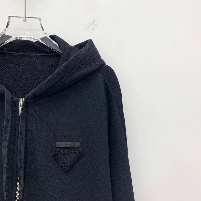 Prada Prada Black Triangle Logo Zip Hoodie-yf Size US XS / EU 42 / 0 - 3 Thumbnail