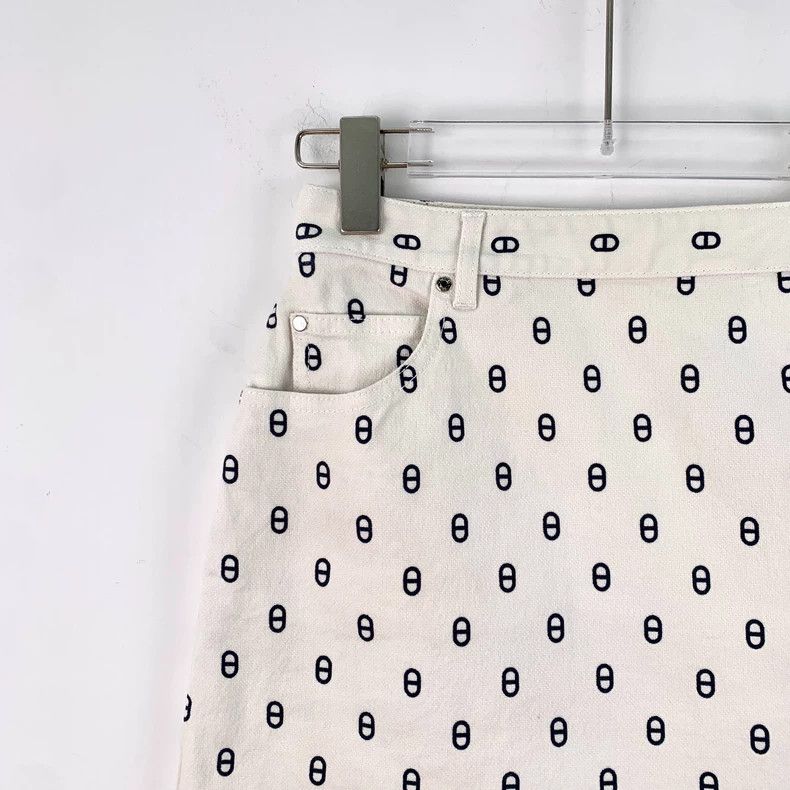 Hermes Hermes White Cotton Denim Skirt-yf Size US 38 / EU 54 - 3 Thumbnail
