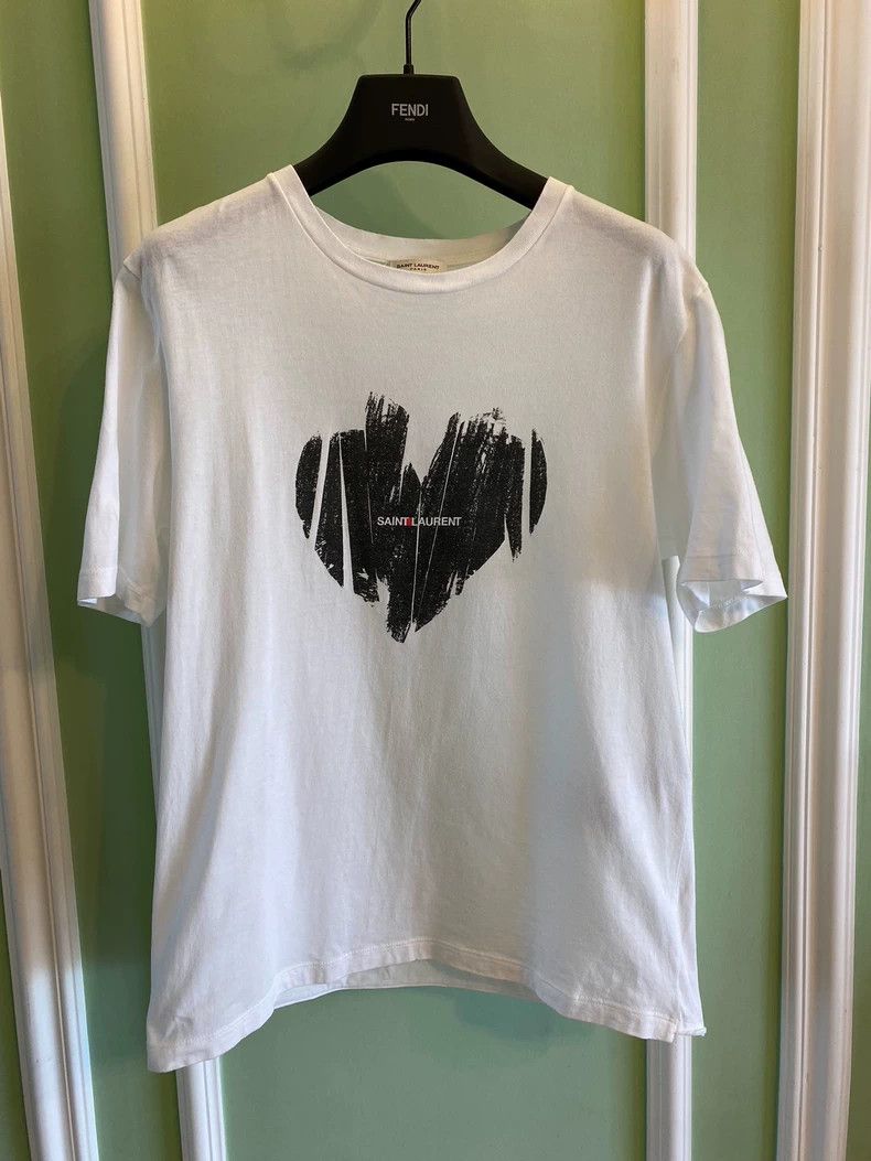 Saint Laurent Paris Saint Laurent Heart Letter Short Sleeve T-Shirt-yf Size US XS / EU 42 / 0 - 3 Thumbnail