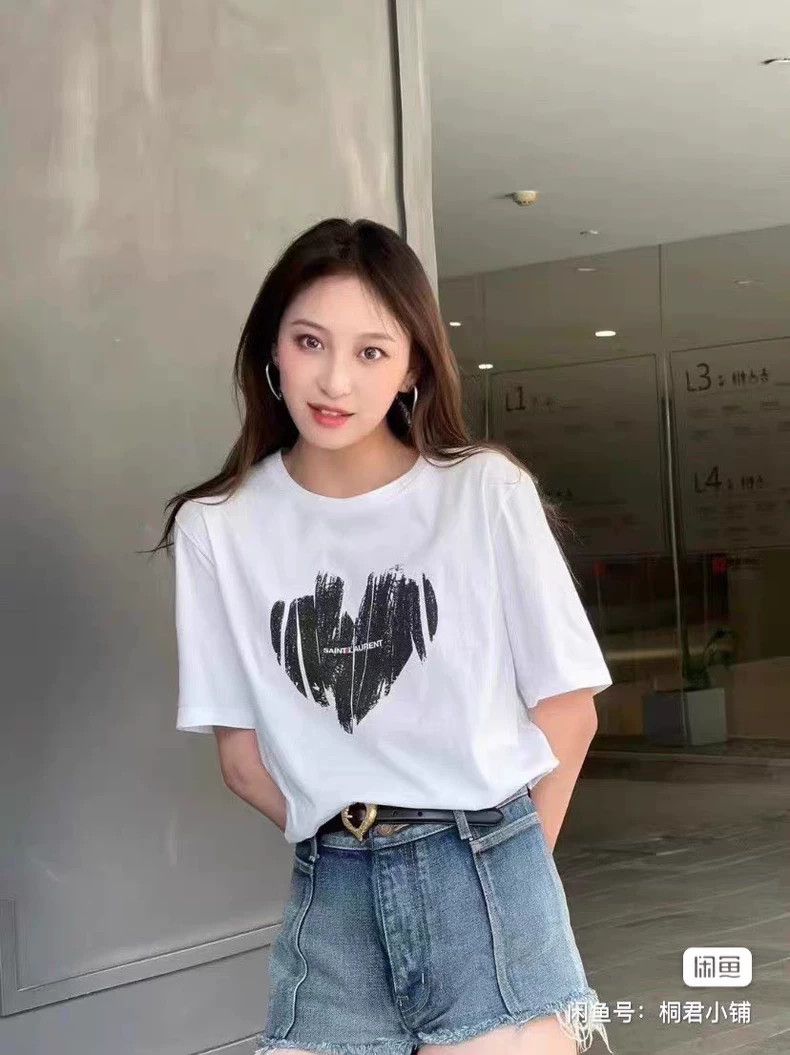 Saint Laurent Paris Saint Laurent Heart Letter Short Sleeve T-Shirt-yf Size US XS / EU 42 / 0 - 2 Thumbnail