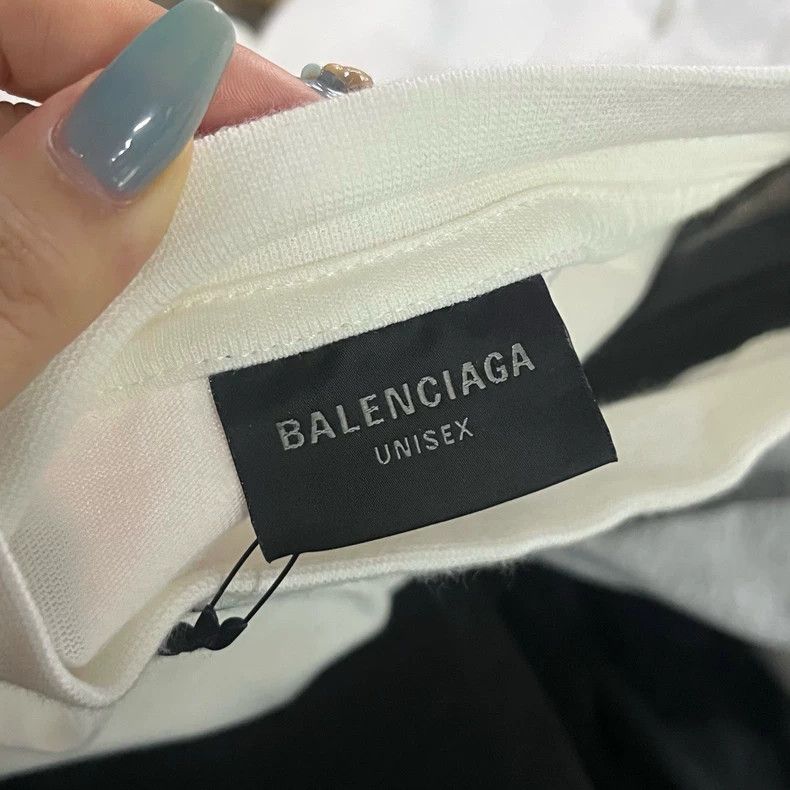 Balenciaga Balenciaga White Logo Print Short Sleeve T-Shirt-yf Size US M / EU 48-50 / 2 - 2 Thumbnail