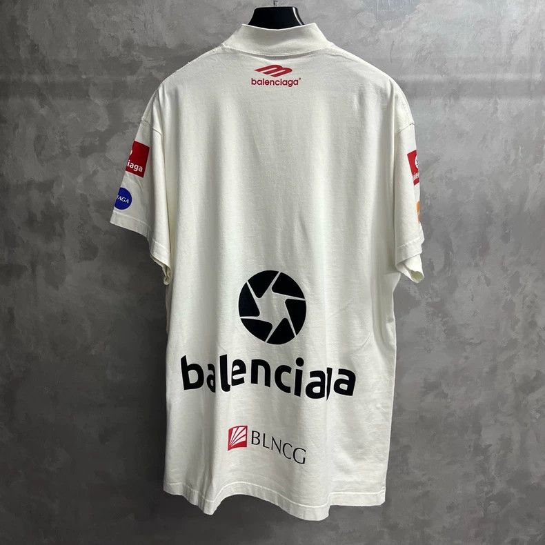 Balenciaga Balenciaga White Logo Print Short Sleeve T-Shirt-yf Size US M / EU 48-50 / 2 - 5 Thumbnail