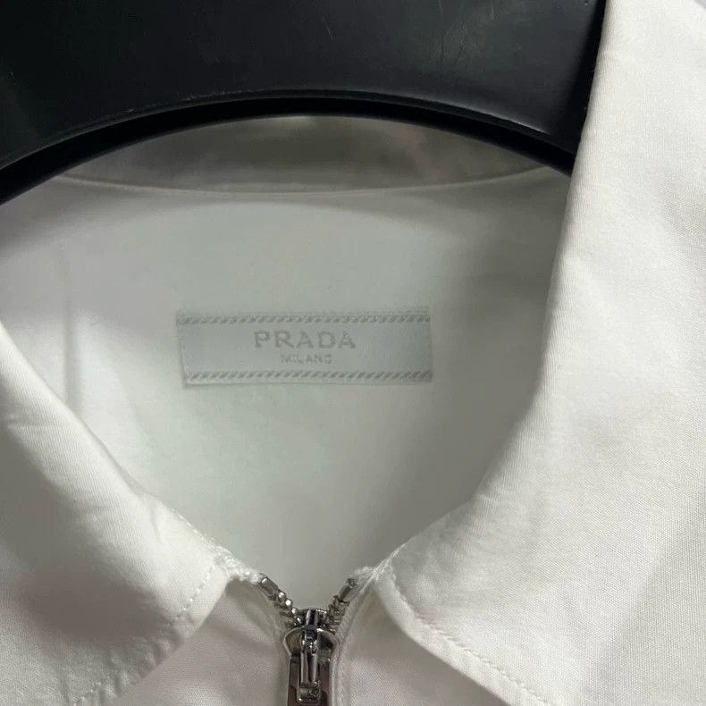 Prada Prada White Zip Collar Long Sleeve Shirt-yf Size US L / EU 52-54 / 3 - 4 Thumbnail